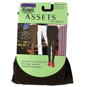 New Assets Shapewear tights pantyhose brown plus tummy control matte size 5